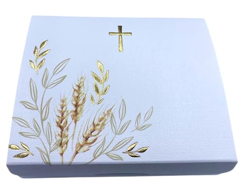 LE GEMME DI VENEZIA 10 Schachteln für Konfekt + Kärtchen Heiliges Kreuz Form Buch Erstkommunion DIY Größe 10 x 10 x 4 cm Art.129658 von LE GEMME DI VENEZIA