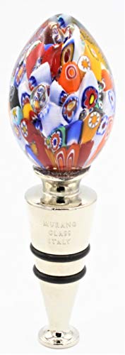 LE GEMME DI VENEZIA Flaschenverschluss aus Stahl und Murrina Veneziana aus Murano-Glas, hergestellt in Italien von LE GEMME DI VENEZIA