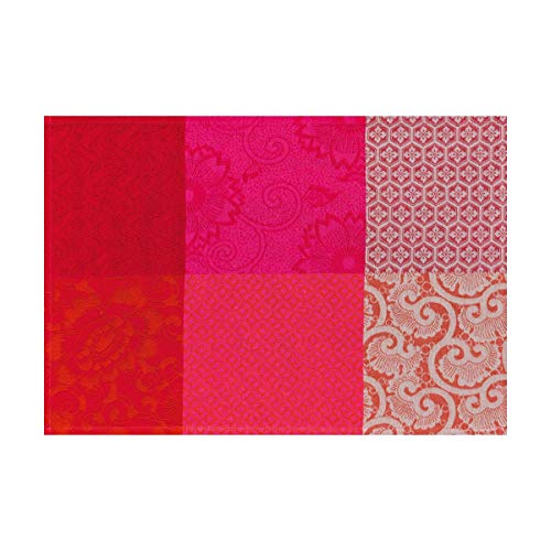 Le Jacquard Francais 22097 (2er Set) Beschichtetes Platzset Fleurs Kyoto Cerise 52 x 38 cm Baumwolle von LE JACQUARD FRANÇAIS