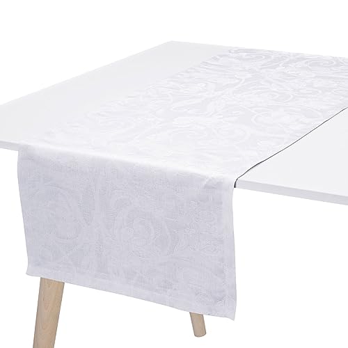 Le Jacquard Français 26726 Tischläufer Tivoli Blanc 50x150 cm Leinen von Le Jacquard Français