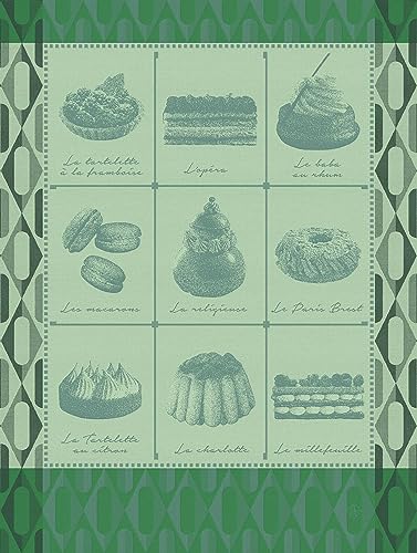 Le Jacquard Français 29051 Geschirrtuch Pâtisseries Francaises Pistache 60x80 cm Baumwolle von LE JACQUARD FRANÇAIS