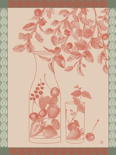 Le Jacquard Français Geschirrtuch Eaux De Fruits Rouges Cerise 60x80 cm Baumwolle, 29187 von LE JACQUARD FRANÇAIS