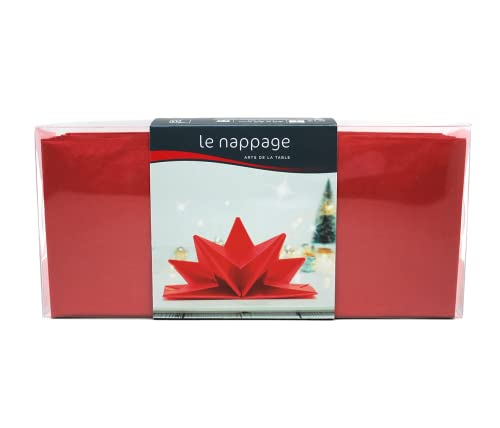 Servietten, vorgefaltet, Stern-Watte, einfarbig, Rot, 12 Stück von LE NAPPAGE ARTS DE LA TABLE
