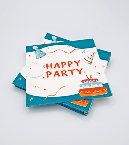 20 Servietten aus Watte, 33 x 33 cm, 3 V, Happy Party von LE NAPPAGE ARTS DE LA TABLE