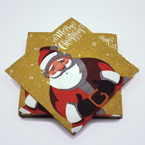 20 Servietten aus Watte 33 x 33 cm, 3-lagig, Santa 2021 von LE NAPPAGE ARTS DE LA TABLE