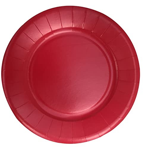 20 Teller aus kompostierbarem Karton, Durchmesser 18 cm, 100 % Natur Rot von Le Nappage