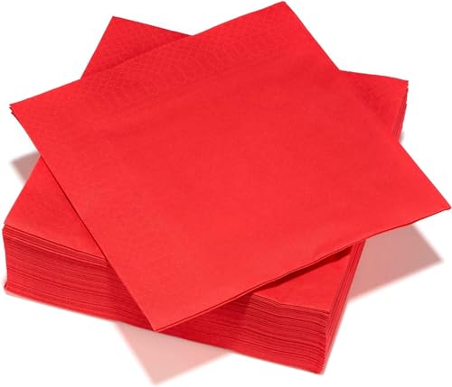 40 Servietten rot aus Watte, 3-lagig, FSC® – 40 x 40 cm von LE NAPPAGE ARTS DE LA TABLE