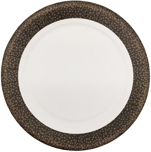 LE NAPPAGE ARTS DE LA TABLE 10 Teller mit Pailletten, Schwarz/Gold, aus Pappe – 23 cm von LE NAPPAGE ARTS DE LA TABLE