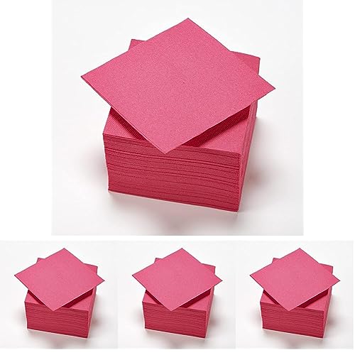 Le Nappage - Papierservietten Tex Touch - Farbe Pink - FSC®-zertifizierte Servietten - Recycelbar und biologisch abbaubar - Packung mit 50 pinken Servietten Größe 24 x 24 cm (Packung mit 4) von LE NAPPAGE ARTS DE LA TABLE