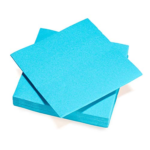 Le Nappage - Papierservietten Tex Touch - Türkisblau - FSC®-zertifizierte Servietten - Recycelbar und biologisch abbaubar - Set mit 40 Servietten - Türkisblau Großformat 38 x 38 cm von LE NAPPAGE