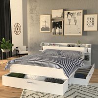 Bett samba 140x190cm + Kopfteil + 2 Schubladen / Weiß/ 216x180x80 Bett samba 140x190cm + Kopfteil + 2 Schubladen / Weiß/ 216x180x80 von LE QUAI DES AFFAIRES