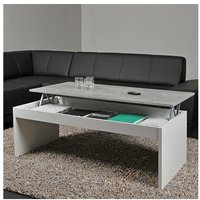 Couchtisch Klapptisch darwin 120x60cm / Weiß und Beton/ 120x60x43 cm von LE QUAI DES AFFAIRES