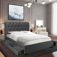 Bett chelsea 160x200 + 4 Schubladen + Bettkasten / Dunkelgrau/ 218x178x116cm von LE QUAI DES AFFAIRES