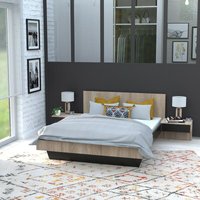 Le Quai Des Affaires - Bett cool 140x190 cm + 2 Nachttische + Bettkasten / Eiche gebleicht & schwarz/ 192x234x75 cm Le Quai Des Affaires - Bett cool 140x190 cm + 2 Nachttische + Bettkasten / Eiche gebleicht & schwarz/ 192x234x75 cm von LE QUAI DES AFFAIRES
