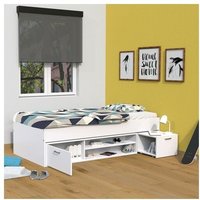 Bett tess 90x200 + Nachttisch + Regal + Aufbewahrung / Weiß/ 205x97x49 Bett tess 90x200 + Nachttisch + Regal + Aufbewahrung / Weiß/ 205x97x49 von LE QUAI DES AFFAIRES