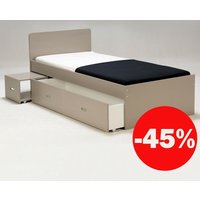 Le Quai Des Affaires - Bett zenia 90x190 + 1 Nachttisch + 1 Schublade / Grau/ 194,5x96x80 von LE QUAI DES AFFAIRES