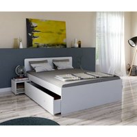 Doppelbett zenia 160x200 + 2 Konsolen + 2 Schubladen / Weiß/ 205x164x80 von LE QUAI DES AFFAIRES