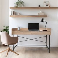 Le Quai Des Affaires - Schreibtisch campus / Gebleichte Eiche und schwarzes Metall/ 123x54x76cm von LE QUAI DES AFFAIRES
