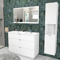 Le Quai Des Affaires - Waschtisch marbella 120 cm + Waschbecken + Spiegel + Säule / Weiss/ Le Quai Des Affaires - Waschtisch marbella 120 cm + Waschbecken + Spiegel + Säule / Weiss/ von LE QUAI DES AFFAIRES