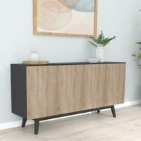 Sideboard home 4 Türen 2 Schubladen / Schwarz und Eiche gebleicht/ 160x42x80 cm Sideboard home 4 Türen 2 Schubladen / Schwarz und Eiche gebleicht/ 160x42x80 cm von LE QUAI DES AFFAIRES