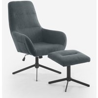 Sessel Relax ergonomisch aus grauem Stoff mit Fußhocker Asher von LE ROI DU RELAX