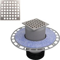 Le Sanitaire - Airfit Profi-Plus Bodenablauf (Ablaufrost aufliegend) mit Dichtungsflansch dn 110/90/50 und Spitzende dn 110, 60202BA von LE SANITAIRE