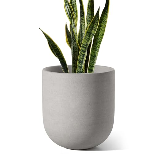 LE TAUCI Übertöpfe Keramik Gross, 25 cm Durchmesser groß Töpfe, Blumentopf für Zimmerpflanzen mit Abflussloch, Flower Planter Pots with Drainage Hole and Plug, Grau von LE TAUCI