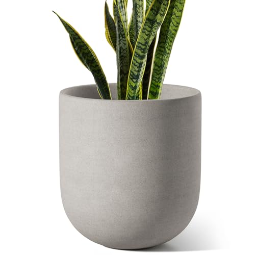 LE TAUCI Übertöpfe Keramik Gross, 25 cm Durchmesser groß Töpfe, Blumentopf für Zimmerpflanzen mit Abflussloch, Flower Planter Pots with Drainage Hole and Plug, Grau von LE TAUCI