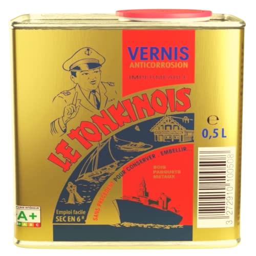 Le Tonkinois VERNIS farblos | bewährter Naturöl-Lack für den Innen und Aussenbereich, schichtbildend und sehr glänzend | Bootslack, Holzlack und Lack für Küchenarbeitsplatte (0,5 Liter) von Le Tonkinois