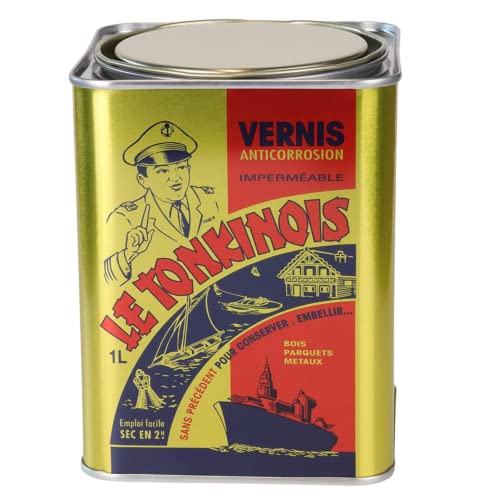 Le Tonkinois VERNIS farblos | bewährter Naturöl-Lack für den Innen und Aussenbereich, schichtbildend und sehr glänzend | Bootslack, Holzlack und Lack für Küchenarbeitsplatte (1 Liter) von Le Tonkinois