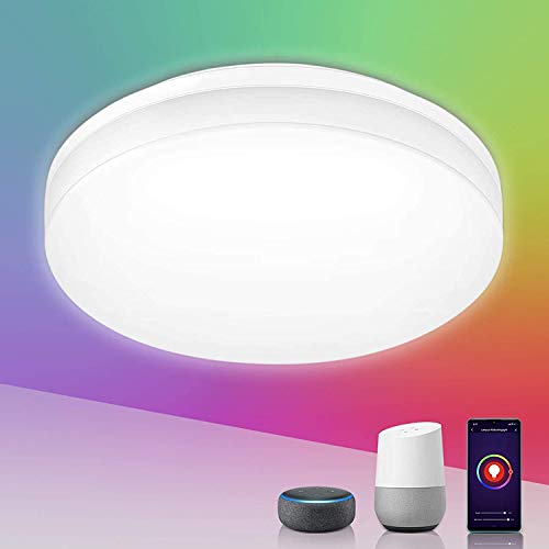 Lepro 15W RGB LED Deckenleuchte Dimmbar, 1250LM 2700K-Kaltweiß IP54 Smart Deckenlampe Wifi, Kompatibel mit Smart Life App, Alexa, für Kinderzimmer, Schlafzimmer, Wohnzimmer, φ22 von Lepro
