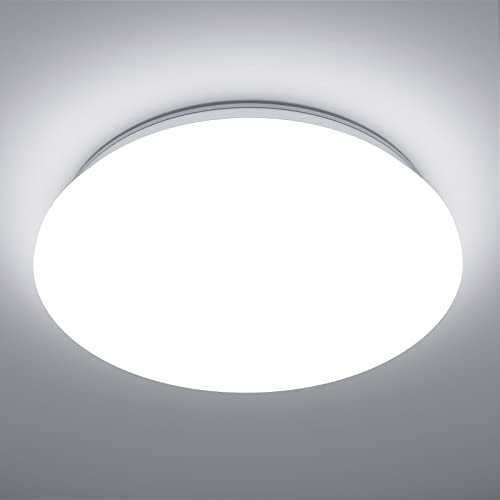 Lepro Deckenlampe 18W, LED Deckenleuchte Bad 1200LM Ø28cm 5000K für Badezimmer Flur Küche Wohnzimmer Schlafzimmer Balkon Licht, Rund Kaltweiß Badezimmerlampe, LED Panel Flach Lampe, IP20 Badlampe von Lepro