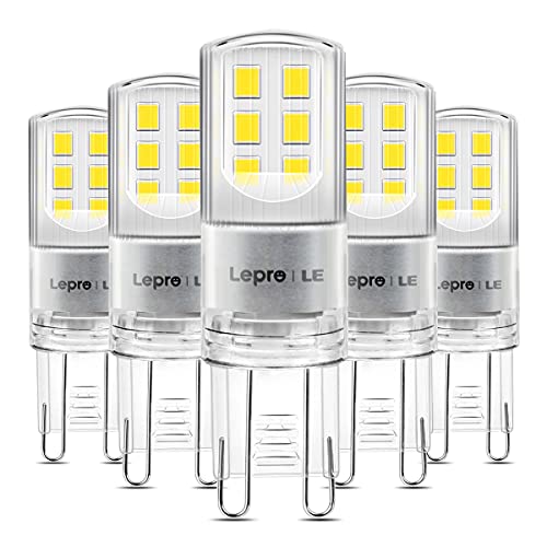 Lepro 2.6W G9 LED Lampe 320 Lumen, Kein Flackern, 6000k kaltweiß G9 LED Leuchtmittel Ersatz 30W G9 Halogenlampe, 300° Abstrahlwinkel, nicht dimmbar 5er Pack von Lepro