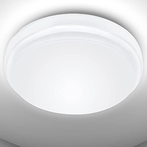 Lepro Deckenlampe 24W, LED Deckenleuchte IP54 Wasserfest, 6000K 2200LM Badezimmer Lampe, Rund Badlampe Decke, ideal für Bad Schlafzimmer Flur Küche Wohnzimmer Balkon, Kaltweiß, Ø26.5cm von Lepro