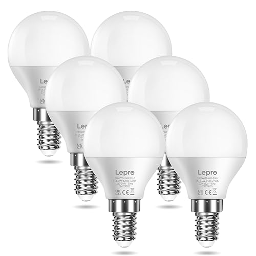 Lepro E14 LED Lampe, 6er-Pack, 4.9W 470 Lumen Glühbirne,entspricht 40W Glühlampe, 2700 Kelvin Warmweiß, P45 180° Abstrahlwinkel Energiesparlampe von Lepro