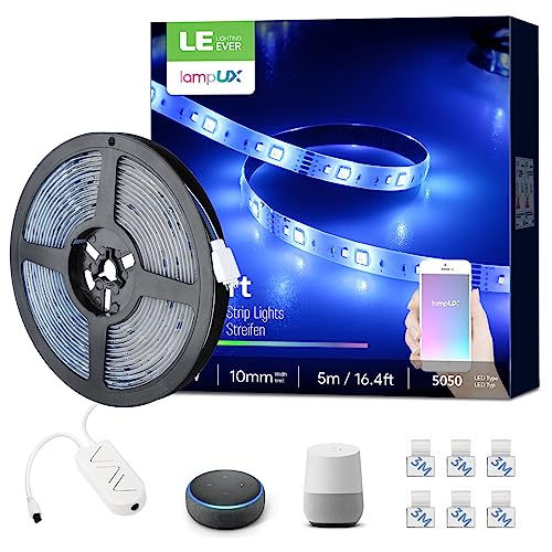 Lepro Smart LED Strip, 5M LED Streifen, RGB 150 LEDs, IP20 Smart LED Leiste inkl. Fernbedienung, WiFi LED Band Lichterkette für Haus,Küche,Party,Lichtband Kompatibel mit Alexa, Google Home nur 2.4GHz von Lepro