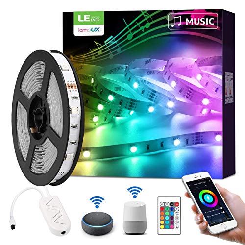 LE Smart LED Strip 5M Musik Sync,RGB 150 LEDs, LED Streifen Wifi, Wlan LED Band, Superhell Selbstklebend Lichtband, nur 2.4GHz Lichterkette mit Fernbedienung, Kompatibel mit Alexa, App, Google Home von Lepro