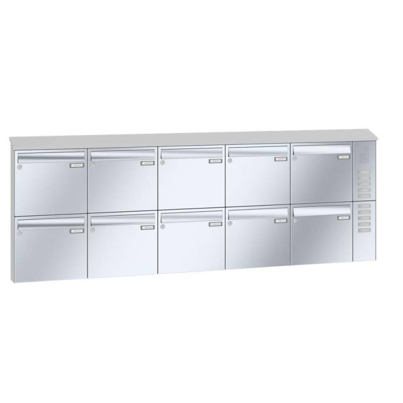 LEABOX 10er Aufputzbriefkasten mit Sprechfeld in V2A Edelstahl - LEA20 von LEABOX