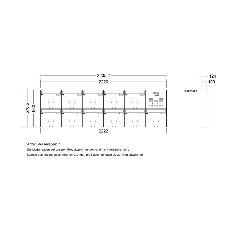 LEABOX 11er Aufputzbriefkasten mit Sprechfeld in V2A Edelstahl - LEA3 LEABOX 11er Aufputzbriefkasten mit Sprechfeld in V2A Edelstahl - LEA3 von LEABOX