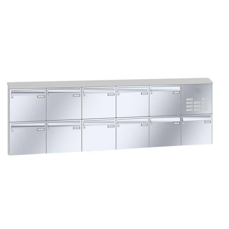 LEABOX 11er Aufputzbriefkasten mit Sprechfeld in V2A Edelstahl - LEA20 von LEABOX