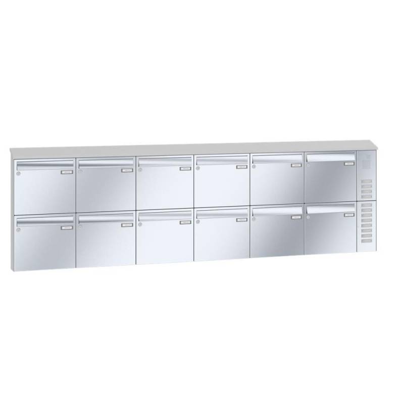 LEABOX 12er Aufputzbriefkasten mit Sprechfeld in V2A Edelstahl - LEA20 von LEABOX