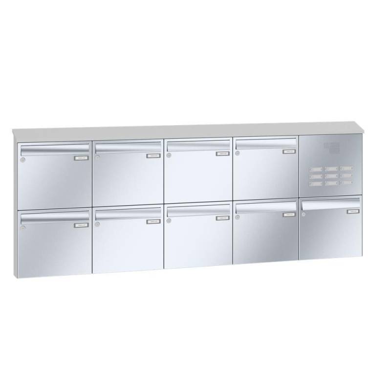 LEABOX 9er Aufputzbriefkasten mit Sprechfeld in V2A Edelstahl - LEA20 von LEABOX