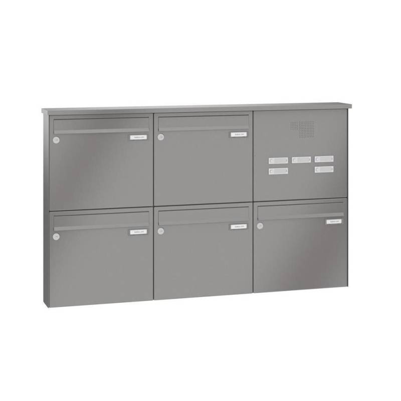 LEABOX 5er Aufputzbriefkasten mit Sprechfeld in RAL 8028 - LEA3 von LEABOX