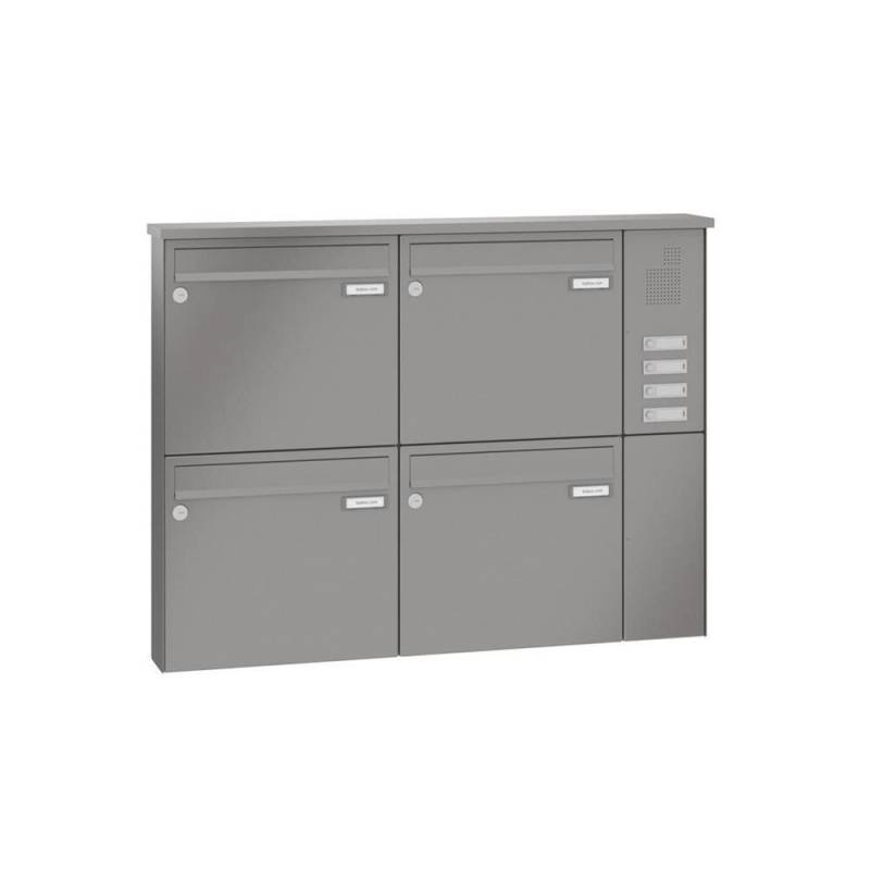 LEABOX 4er Aufputzbriefkasten mit Sprechfeld in RAL 9010 - LEA3 von LEABOX