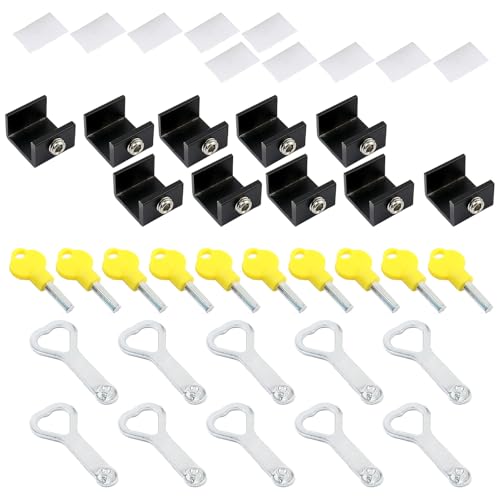 10 Stück Fenstersicherung mit verstellbaren Schiebestoppern, Aluminiumlegierung, einfach zu installieren, diebstahlsicher, verstellbar von LEADSDGE