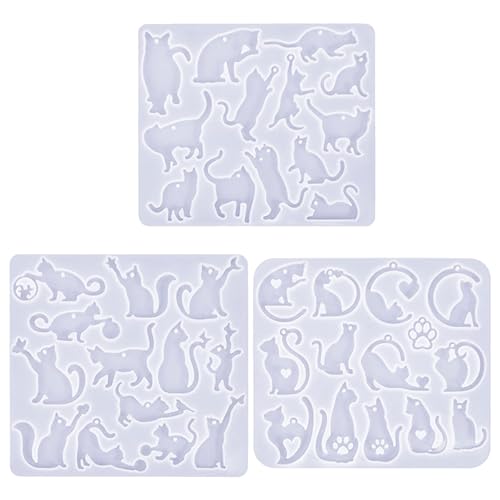 3 x Silikon-Epoxidharz-Formen für Katzenohrringe, Schmuckherstellung, Bastelbedarf, handgefertigte Anhängerformen mit Loch 3 x Silikon-Epoxidharz-Formen für Katzenohrringe, Schmuckherstellung, Bastelbedarf, handgefertigte Anhängerformen mit Loch von LEADSDGE