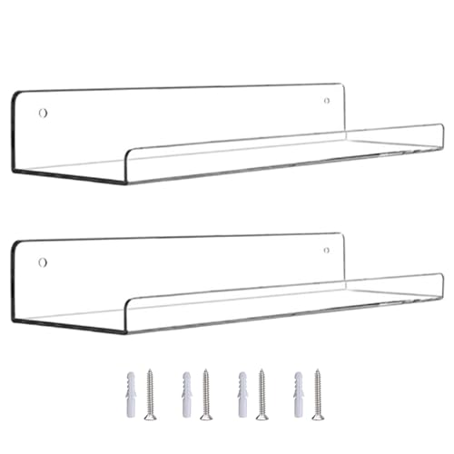 LEADSDGE 2 x Acryl-Regale für Wandaufbewahrung, transparent, schwebender Präsentationsständer, Badezimmer, Küche, Ledges Decor LEADSDGE 2 x Acryl-Regale für Wandaufbewahrung, transparent, schwebender Präsentationsständer, Badezimmer, Küche, Ledges Decor von LEADSDGE