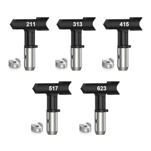 LEADSDGE Austauschbare Airless-Farbsprühspitzen, Set mit 5 Sprühdüsen für Innen- und Außenbereich, Malerei, wasserbasierte Beschichtungen, Airless-Farbdüse LEADSDGE Austauschbare Airless-Farbsprühspitzen, Set mit 5 Sprühdüsen für Innen- und Außenbereich, Malerei, wasserbasierte Beschichtungen, Airless-Farbdüse von LEADSDGE