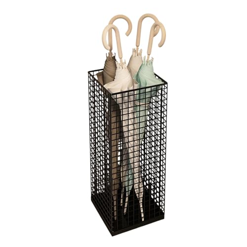 LEADSDGE Metall-Aufbewahrungsbox für Regenschirme, vertikale Halterung für Zuhause oder Büro, große Kapazität, kippsicher, Metallschirmständer mit Netz-Design von LEADSDGE