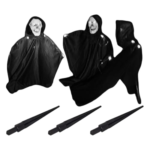 Set mit 3 gruseligen Halloween-Themen, Veranda-Dekoration, leuchtende Specter-Figuren mit Lichtern, Festlichkeiten, Hof-Ornament, Halloween-Partyzubehör Set mit 3 gruseligen Halloween-Themen, Veranda-Dekoration, leuchtende Specter-Figuren mit Lichtern, Festlichkeiten, Hof-Ornament, Halloween-Partyzubehör von LEADSDGE